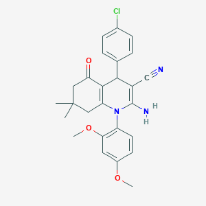 molecular formula C26H26ClN3O3 B11516742 2-Amino-4-(4-chlorophenyl)-1-(2,4-dimethoxyphenyl)-7,7-dimethyl-5-oxo-1,4,5,6,7,8-hexahydroquinoline-3-carbonitrile CAS No. 309281-63-8