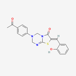 (7Z)-3-(4-acetylphenyl)-7-(2-hydroxybenzylidene)-3,4-dihydro-2H-[1,3]thiazolo[3,2-a][1,3,5]triazin-6(7H)-one