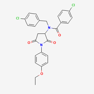 4-chloro-N-[(4-chlorophenyl)methyl]-N-[1-(4-ethoxyphenyl)-2,5-dioxopyrrolidin-3-yl]benzamide