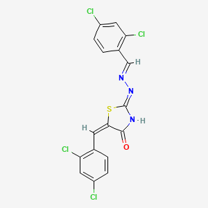 molecular formula C17H9Cl4N3OS B11516778 (2Z,5E)-5-(2,4-dichlorobenzylidene)-2-[(2E)-(2,4-dichlorobenzylidene)hydrazinylidene]-1,3-thiazolidin-4-one 