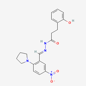 3-(2-Hydroxyphenyl)-N'-[(E)-[5-nitro-2-(pyrrolidin-1-YL)phenyl]methylidene]propanehydrazide