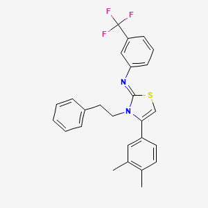 molecular formula C26H23F3N2S B11516832 N-[(2Z)-4-(3,4-dimethylphenyl)-3-(2-phenylethyl)-1,3-thiazol-2(3H)-ylidene]-3-(trifluoromethyl)aniline 