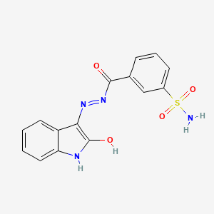 3-{[(2E)-2-(2-oxo-1,2-dihydro-3H-indol-3-ylidene)hydrazinyl]carbonyl}benzenesulfonamide