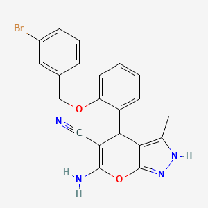 6-Amino-4-{2-[(3-bromobenzyl)oxy]phenyl}-3-methyl-1,4-dihydropyrano[2,3-c]pyrazole-5-carbonitrile