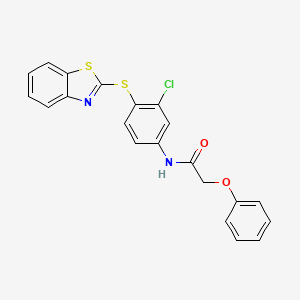 molecular formula C21H15ClN2O2S2 B11516882 N-[4-(1,3-Benzothiazol-2-ylsulfanyl)-3-chlorophenyl]-2-phenoxyacetamide 