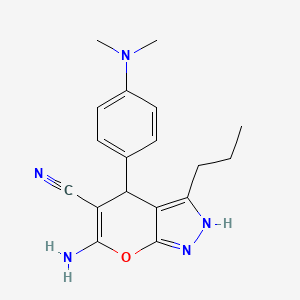 6-Amino-4-[4-(dimethylamino)phenyl]-3-propyl-2,4-dihydropyrano[2,3-c]pyrazole-5-carbonitrile