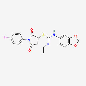 1-(4-iodophenyl)-2,5-dioxopyrrolidin-3-yl N'-1,3-benzodioxol-5-yl-N-ethylcarbamimidothioate