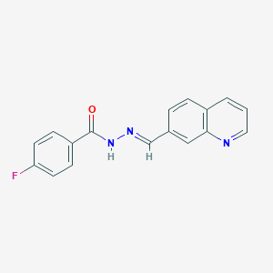 molecular formula C17H12FN3O B11516993 4-fluoro-N'-[(E)-quinolin-7-ylmethylidene]benzohydrazide 