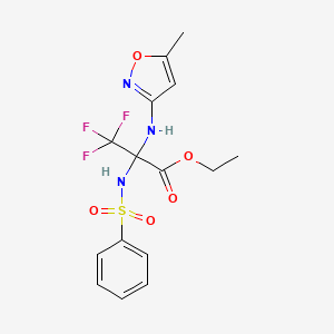 Ethyl 2-benzenesulfonamido-3,3,3-trifluoro-2-[(5-methyl-1,2-oxazol-3-YL)amino]propanoate