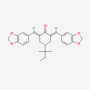 molecular formula C27H28O5 B11517030 (2E,6E)-2,6-bis(1,3-benzodioxol-5-ylmethylidene)-4-(2-methylbutan-2-yl)cyclohexanone 