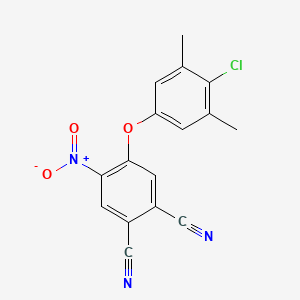 molecular formula C16H10ClN3O3 B11517040 4-(4-Chloro-3,5-dimethylphenoxy)-5-nitrobenzene-1,2-dicarbonitrile 