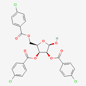 molecular formula C₂₆H₁₉Cl₃O₈ B1151705 [(2R,3S,4S,5R)-3,4-bis[(4-chlorobenzoyl)oxy]-5-hydroxyoxolan-2-yl]methyl 4-chlorobenzoate 