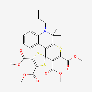 molecular formula C27H29NO8S3 B11517051 Tetramethyl 5',5'-dimethyl-6'-propyl-5',6'-dihydrospiro[1,3-dithiole-2,1'-thiopyrano[2,3-c]quinoline]-2',3',4,5-tetracarboxylate 