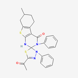 5'-acetyl-7-methyl-3,3'-diphenyl-5,6,7,8-tetrahydro-1H,3'H-spiro[1-benzothieno[2,3-d]pyrimidine-2,2'-[1,3,4]thiadiazol]-4(3H)-one