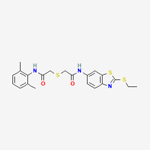 molecular formula C21H23N3O2S3 B11517075 2-({2-[(2,6-dimethylphenyl)amino]-2-oxoethyl}sulfanyl)-N-[2-(ethylsulfanyl)-1,3-benzothiazol-6-yl]acetamide 