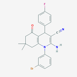 molecular formula C24H21BrFN3O B11517079 2-Amino-1-(3-bromophenyl)-4-(4-fluorophenyl)-7,7-dimethyl-5-oxo-1,4,5,6,7,8-hexahydroquinoline-3-carbonitrile 