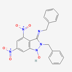 molecular formula C21H17N5O5 B11517104 N,2-dibenzyl-4,6-dinitro-2H-indazol-3-amine 1-oxide 