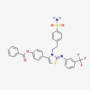 4-[(2Z)-3-[2-(4-sulfamoylphenyl)ethyl]-2-{[3-(trifluoromethyl)phenyl]imino}-2,3-dihydro-1,3-thiazol-4-yl]phenyl benzoate