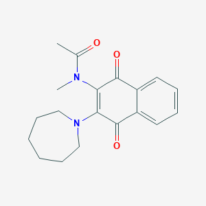 molecular formula C19H22N2O3 B11517110 N-[3-(azepan-1-yl)-1,4-dioxo-1,4-dihydronaphthalen-2-yl]-N-methylacetamide CAS No. 337922-42-6