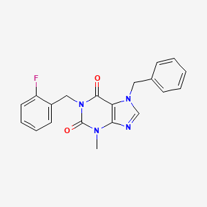 molecular formula C20H17FN4O2 B11517117 7-benzyl-1-(2-fluorobenzyl)-3-methyl-3,7-dihydro-1H-purine-2,6-dione 