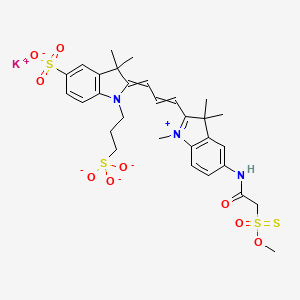 Potassium;2-[3-[5-[(2-methoxysulfonothioylacetyl)amino]-1,3,3-trimethylindol-1-ium-2-yl]prop-2-enylidene]-3,3-dimethyl-1-[3-(trioxido-lambda4-sulfanyl)propyl]indole-5-sulfonate