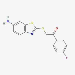 molecular formula C15H11FN2OS2 B11517130 Ethanone, 2-(6-amino-2-benzothiazolylthio)-1-(4-fluorophenyl)- 