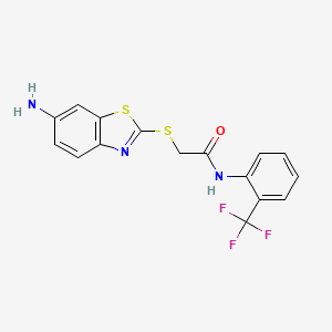 molecular formula C16H12F3N3OS2 B11517135 2-[(6-amino-1,3-benzothiazol-2-yl)sulfanyl]-N-[2-(trifluoromethyl)phenyl]acetamide 