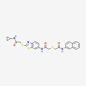 2-({2-[(2-{[2-(cyclopropylamino)-2-oxoethyl]sulfanyl}-1,3-benzothiazol-6-yl)amino]-2-oxoethyl}sulfanyl)-N-(naphthalen-2-yl)acetamide