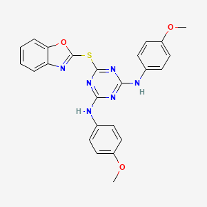 6-(1,3-benzoxazol-2-ylsulfanyl)-N,N'-bis(4-methoxyphenyl)-1,3,5-triazine-2,4-diamine