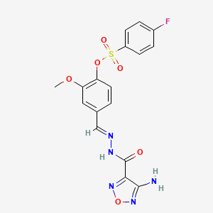 4-[(E)-{2-[(4-amino-1,2,5-oxadiazol-3-yl)carbonyl]hydrazinylidene}methyl]-2-methoxyphenyl 4-fluorobenzenesulfonate