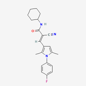 molecular formula C22H24FN3O B11517251 (2E)-2-cyano-N-cyclohexyl-3-[1-(4-fluorophenyl)-2,5-dimethyl-1H-pyrrol-3-yl]prop-2-enamide 