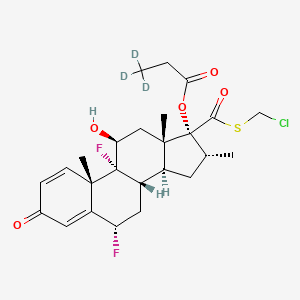 molecular formula C₂₅H₂₈D₃ClF₂O₅S B1151727 [(6S,8S,9R,10S,11S,13S,14S,16R,17R)-17-(chloromethylsulfanylcarbonyl)-6,9-difluoro-11-hydroxy-10,13,16-trimethyl-3-oxo-6,7,8,11,12,14,15,16-octahydrocyclopenta[a]phenanthren-17-yl] 3,3,3-trideuteriopropanoate 