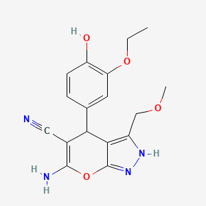 6-Amino-4-(3-ethoxy-4-hydroxyphenyl)-3-(methoxymethyl)-1,4-dihydropyrano[2,3-c]pyrazole-5-carbonitrile