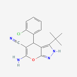 6-Amino-3-tert-butyl-4-(2-chlorophenyl)-1,4-dihydropyrano[2,3-c]pyrazole-5-carbonitrile