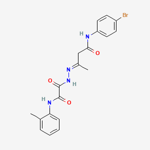 molecular formula C19H19BrN4O3 B11517306 (3E)-N-(4-bromophenyl)-3-(2-{[(2-methylphenyl)amino](oxo)acetyl}hydrazinylidene)butanamide 