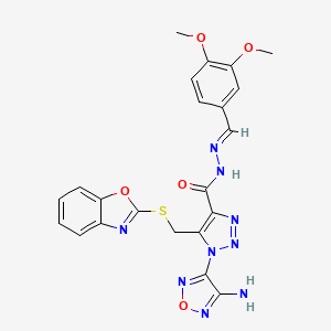 1-(4-amino-1,2,5-oxadiazol-3-yl)-5-[(1,3-benzoxazol-2-ylsulfanyl)methyl]-N'-[(E)-(3,4-dimethoxyphenyl)methylidene]-1H-1,2,3-triazole-4-carbohydrazide