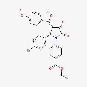 molecular formula C27H22BrNO6 B11517372 ethyl 4-[2-(4-bromophenyl)-4-hydroxy-3-(4-methoxybenzoyl)-5-oxo-2,5-dihydro-1H-pyrrol-1-yl]benzoate 