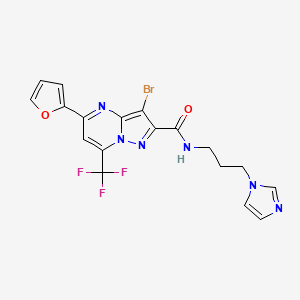 3-bromo-5-(furan-2-yl)-N-[3-(1H-imidazol-1-yl)propyl]-7-(trifluoromethyl)pyrazolo[1,5-a]pyrimidine-2-carboxamide