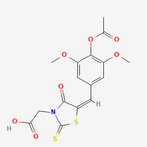 {(5E)-5-[4-(acetyloxy)-3,5-dimethoxybenzylidene]-4-oxo-2-thioxo-1,3-thiazolidin-3-yl}acetic acid