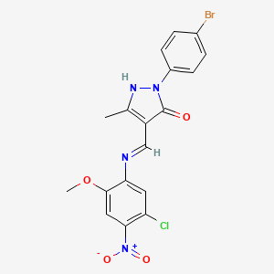 (4Z)-2-(4-bromophenyl)-4-{[(5-chloro-2-methoxy-4-nitrophenyl)amino]methylidene}-5-methyl-2,4-dihydro-3H-pyrazol-3-one