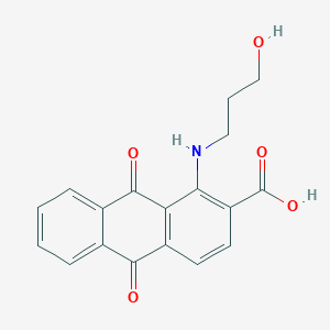 molecular formula C18H15NO5 B11517441 1-[(3-Hydroxypropyl)amino]-9,10-dioxo-9,10-dihydroanthracene-2-carboxylic acid 