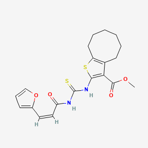 molecular formula C20H22N2O4S2 B11517459 methyl 2-({[(2Z)-3-(furan-2-yl)prop-2-enoyl]carbamothioyl}amino)-4,5,6,7,8,9-hexahydrocycloocta[b]thiophene-3-carboxylate 