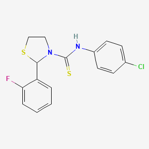 N-(4-Chlorophenyl)-2-(2-fluorophenyl)-1,3-thiazolidine-3-carbothioamide