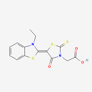 molecular formula C14H12N2O3S3 B11517505 [(5E)-5-(3-ethyl-1,3-benzothiazol-2(3H)-ylidene)-4-oxo-2-thioxo-1,3-thiazolidin-3-yl]acetic acid 