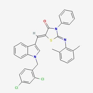 molecular formula C33H25Cl2N3OS B11517513 (2Z,5Z)-5-{[1-(2,4-dichlorobenzyl)-1H-indol-3-yl]methylidene}-2-[(2,6-dimethylphenyl)imino]-3-phenyl-1,3-thiazolidin-4-one 