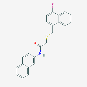 molecular formula C23H18FNOS B11517514 2-{[(4-fluoronaphthalen-1-yl)methyl]sulfanyl}-N-(naphthalen-2-yl)acetamide 