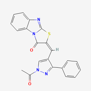 (2E)-2-[(1-acetyl-3-phenyl-1H-pyrazol-4-yl)methylidene][1,3]thiazolo[3,2-a]benzimidazol-3(2H)-one