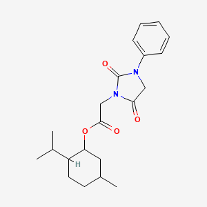 molecular formula C21H28N2O4 B11517540 5-Methyl-2-(propan-2-yl)cyclohexyl (2,5-dioxo-3-phenylimidazolidin-1-yl)acetate 