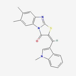 molecular formula C21H17N3OS B11517562 (2E)-6,7-dimethyl-2-[(1-methyl-1H-indol-3-yl)methylidene][1,3]thiazolo[3,2-a]benzimidazol-3(2H)-one 