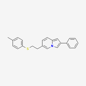 molecular formula C23H21NS B11517569 6-{2-[(4-Methylphenyl)sulfanyl]ethyl}-2-phenylindolizine 